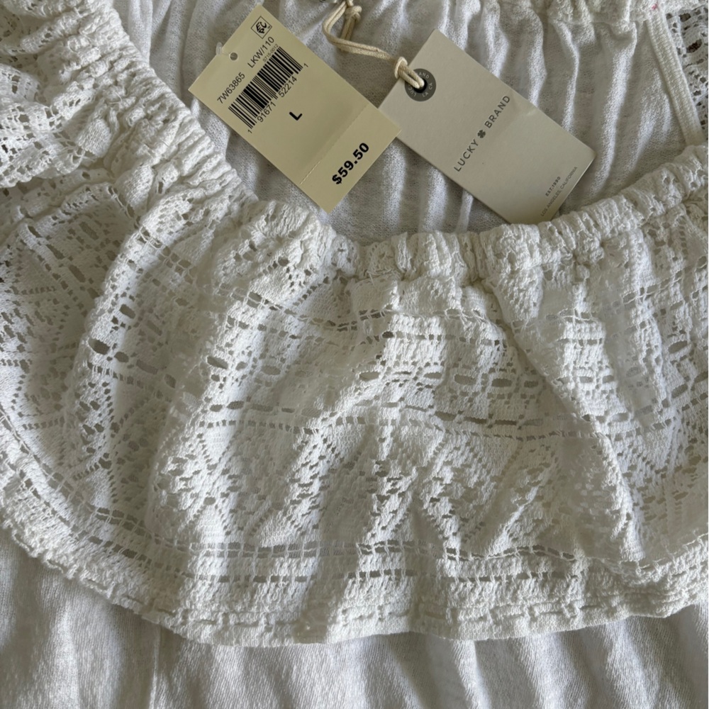Lucky Brand White Ruffled Bib Collar Blouse - Picture 9 of 10